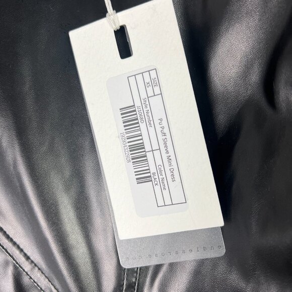 NWT Endless Rose PU Puff Sleeve Mini Dress Faux Leather Black Size XS NEW - Picture 6 of 14